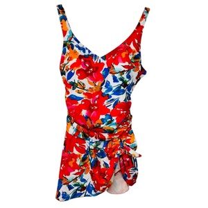 NWT Aidonger Multicolored Floral  Pattern One Piece Swimsuit Dress Size XL